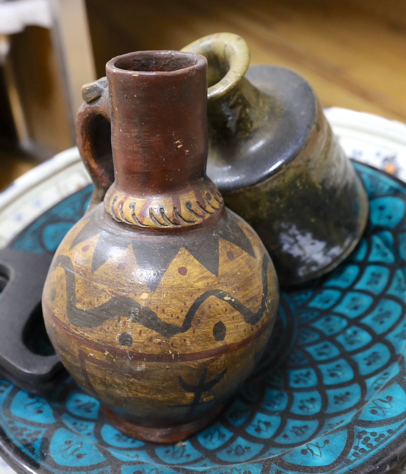 A quantity of mixed pottery, ceramics and glass toilet jars and a plated meat dome